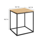Modway Zora Square Wood and Metal Side Table - Oak-Solid Mango Wood Top