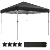 Outsunny 10 ft W x 10 ft L Pop Up Canopy Tent with Removable Sidewalls Carry Bag - Black-Pop-up design allows the gazebo tent to be set up and taken down in minutes