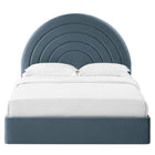 Modway Solana Arched Performance Velvet Full Platform Bed - Cadet Blue-Platform Bed Frame