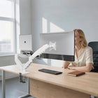 ShoppingAll Dual VESA Monitor and Laptop Mount with Fully Adjustable Gas Spring Arm and Office Desk Clamp - White-9