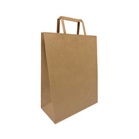 Reliabag Paper Bags - Flat Handles - 10" W x 5" D x 13" H - Kraft - 300 Pack-Made by the premium kraft paper with the re-enforced flat bottom