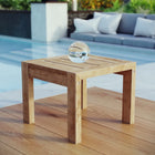Modway Upland Outdoor Patio Wood Side Table - Natural-Solid teak wood construction