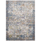 Modway Minu Distressed Floral Lattice Area Rug - 4 ft W x 6 ft L - Light Blue Yellow/Orange-Distressed Floral Lattice Area Rug