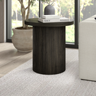 Hudson&Canal Isa 22" Wide Round Fluted Side Table - Alder Brown-Features easy assembly