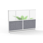 Luxor Modular Wall Extension - 70" W x 48" H - Segmented Grey Frame, Frosted Acrylic, Cool Grey PET-Creates semi permanent privacy in shared spaces