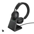 Jabra Evolve2 65 Stereo Wireless/USB-C On-Ear Headset with Stand - Teams-Connect two Bluetooth enabled devices at the same time, including mobile device and computer.