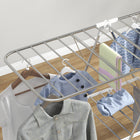 HOMCOM 2-Tier Foldable Adjustable Laundry Rack - Silver-Non-slip pads ensure stability and protect smooth floor surfaces 