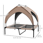 PawHut Elevated Cooling Dog Cot Bed with Canopy for Medium and Large Dogs - Coffee-Includes travel bag for convenient portability and storage 