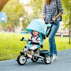 Qaba 6-in-1 Toddler Tricycle with Parent-Push Handle - Green-Seat to Floor: 13" H (33H cm) 