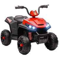Qaba 12V Battery Powered Quad Kids ATV with Four Wheels Spring Suspension - Red-4-wheeler spring suspension and wide seat provide stable seating for young riders 
