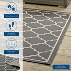 Modway Avena Moroccan Quatrefoil Trellis Indoor/Outdoor Area Rug - 9 ft W x 12 ft L - Grey/Beige-Stain Resistant / Easy To Clean