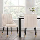 Manhattan Comfort Eda 22.83" Modern Velvet Upholstered Dining Chair - Cream-Frame Made of High Quality Elm Wood with Metal Brushed Gold Tips for Fashion and Durability