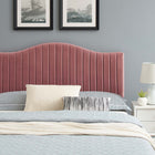 Modway Juniper Channel Tufted Performance Velvet King Platform Bed - Dusty Rose-Channel Tufted Headboard