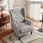 HOMCOM Fabric Accent Chair with Rolled Arms for Bedroom - Grey-Wood frame and eucalyptus legs ensure stability and durability

