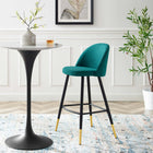Modway Cordial Fabric Bar Stools - Teal - Set of 2-Matte Black Metal Legs