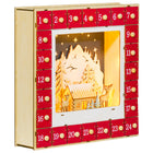HOMCOM Christmas Advent Calendar with 24 Countdown Drawers and LED Lights - Red-Villages, mountains, forests, elks, and stars enhance festive ambiance 