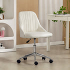 Vinsetto Vanity Office Chair with Swivel Wheels - Cream White-Adjustable seat height can match your desk or your sitting style
