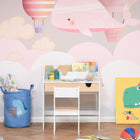 Qaba Kids Desk & Chair Set with Storage Pull-Out Drawer for 6-10 Years - White & Natural-Colour: White
