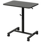 HOMCOM 28" Pneumatic Height Adjustable Standing Desk with Wheels - Black Wood Grain-Gas lift smoothly adjusts rising desk between 29.5"-45.3"