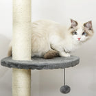 PawHut 4-Tier Floor-To-Ceiling Cat Tree with Scratching Post - Light Grey-Overall Dimensions (without adjustment bar): 15.7"L x 15.7"W x 85.4"H (40 x 40 x 217 cm) 