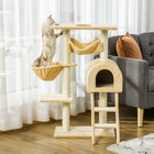 PawHut 39" Deluxe Cat Tree Activity Centre - Deep Cream-Made of high quality particle board FOR a sturdy construction 