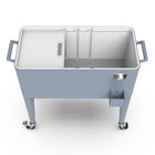 Permasteel 80 qt Retro Rolling Patio Cooler with Divider - Blue-Four swivel caster wheels (two lockable)