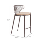 Zuo Silues Counter Stool - Taupe/Brown - Set of 2-7