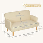 HOMCOM 2 Seater Sofa Couch with Thick Padding and Wood Legs - Cream White-7.1" (18 cm) ground gap accommodates robot vacuum cleaners