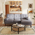 HOMCOM L-Shape Sofa with Right Chaise Lounge and Rubber Wooden Legs - Grey-Strong steel frame and rubber wood legs for stability