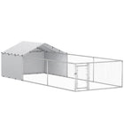 PawHut Outdoor Dog Kennel and Dog Run with Cover - 19.7' x 7.5' x 4.9' - Silver-Expansive living space for large dogs and smaller breeds 