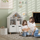 Qaba 3 Tier Kids Bookshelf with Two Drawers, for Bedroom, Kids Room - White-Constructed from MDF for a robust and strong build
