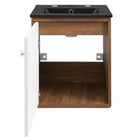 Modway Transmit 18" Wall-Mount Bathroom Vanity - Walnut/Black-Chrome Hardware
