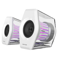 Hecate G2000 Pro 2.0 RGB BT Virtual 7.1 Surround Sound Gaming Speakers with 64W Peak Power and TempoFlow Light - White-64W of total output power in a compact design, delivering an expansive soundstage. Despite its small size, it supports up to 64W output power, creating a vast sound field. Paired with a 2.0 architecture for left and right channels, it builds a deep, immersive soundstage, offering the freedom to fully extend the sound and effortlessly present grand, cinematic moments from Triple-A games