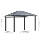 Outsunny Hardtop Canopy Outdoor Gazebo - 13' x 10' - Dark Grey-Polycarbonate hard top to protect from sunlight 
