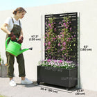 Outsunny Metal Planter Box on Wheels with 63" H Trellis - 35" L x 12" D - Black-Two lockable wheels make it in place 