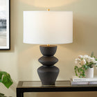Hudson&Canal Cassian 25" Tall Table Lamp with Fabric Shade - Matte Black/Brass/White-Clean with a soft, dry cloth and no harsh chemicals or abrasive cleaning materials