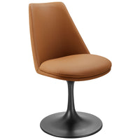 Modway Lippa Swivel Dining Vegan Leather Side Chair - Black Tan-Vegan Leather Upholstery
