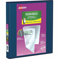 Avery Durable View Binder, 1" Sized Slant D Rings, Navy, (34004)-Durable construction is ideal for frequent reference