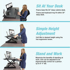 Victor High Rise Height Adjustable Standing Desk with Keyboard Tray (DCX760)-Heavy steel base prevents tipping