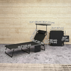 Outsunny Folding Tanning Chair - Sun Lounger with Canopy - Black-Sloped back and seat front with armrests for comfy support