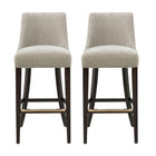 Manhattan Comfort Beever 18.9" Modern Chenille Upholstered Barstool - Taupe - 2 Pack-Modern Barstool with Backrest Perfect for Bar and Kitchen Use. Set of 2