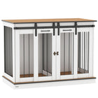 PawHut 47" Dog Crate Furniture with Divider Panel - White-Can serve as a TV stand, side table, and decorative dog crate 