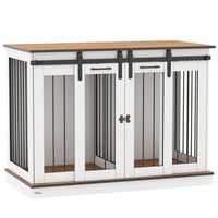 PawHut 47" Dog Crate Furniture with Divider Panel - White-Can serve as a TV stand, side table, and decorative dog crate 