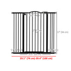 PawHut 29"-39" Pet Gate with Door Pressure Fit Dog Gate - Black-Lead free metal frame is solid and strong