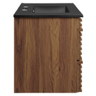 Modway Render 30" Wall-Mount Bathroom Vanity - Walnut/Black-Ceramic Sink Basin