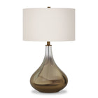 Hudson&Canal Mirabella 25.5" Tall Table Lamp with Fabric Shade - Ombre Brass Glass/White-Modern and contemporary design for your living room, workspace, or bed side table