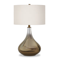 Hudson&Canal Mirabella 25.5" Tall Table Lamp with Fabric Shade - Ombre Brass Glass/White-Modern and contemporary design for your living room, workspace, or bed side table