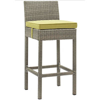 Modway Conduit Outdoor Patio Wicker Rattan Bar Stool - Light Gray Peridot-Modern Outdoor Bar Stool