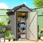 Outsunny Outdoor Storage Shed with Lockable Door - 4' x 4' - Light Grey-All-weather steel ensures durability against rust, UV, and rain 

