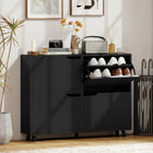 HOMCOM Shoe Cabinet with 4 Flip Drawers for Storage - Black-Four flip drawers with adjustable shelves fit different shoe types and sizes